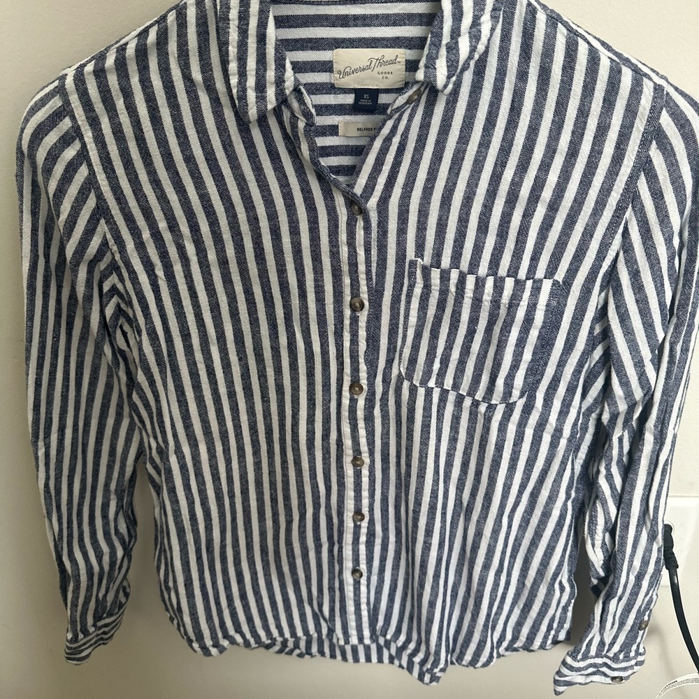 Universal Thread Navy and White Striped Shirt